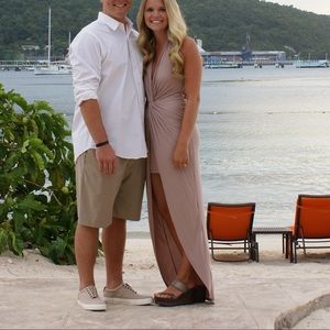 Taupe Halter high low dress